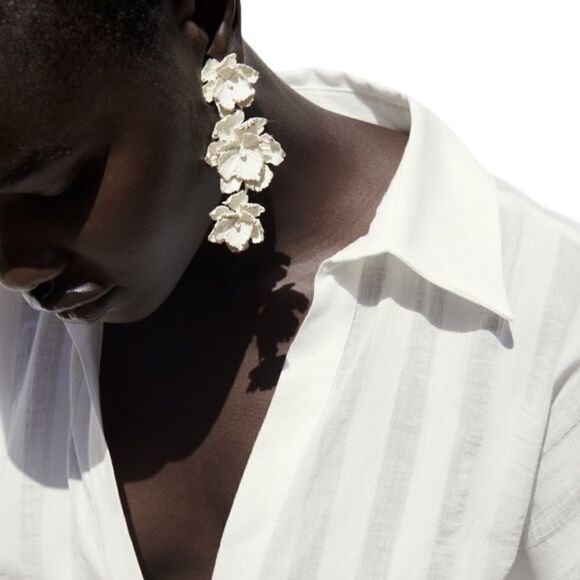 ZARA | White | STRIPED FABRIC SHIRT - Picture 5 of 7